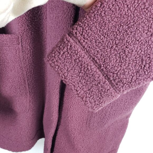 Women's Columbia NWT Purple Maroon Fleece Long Midi Button Up Jacket SZ 2XL - Picture 8 of 11